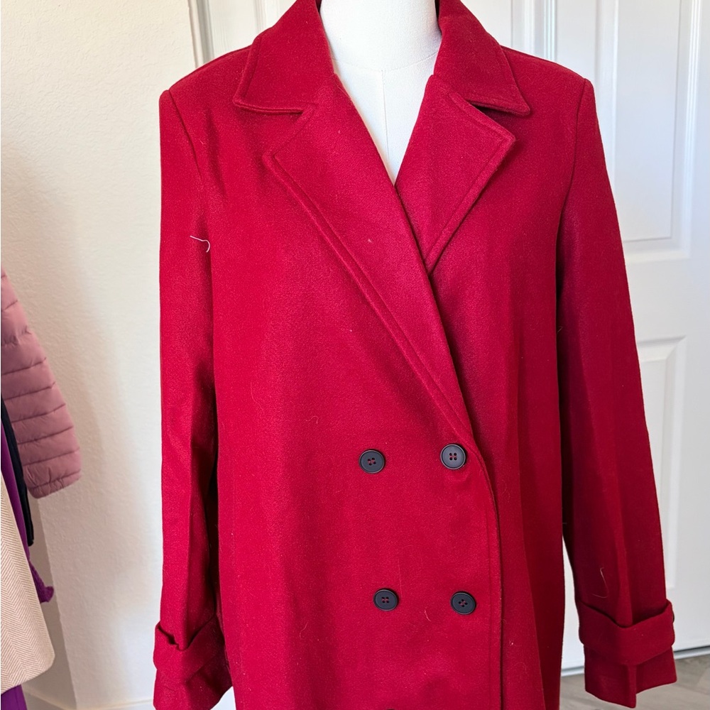 Chic Women's Red Double-Breasted Trench Coat (Burgandy Color no red )